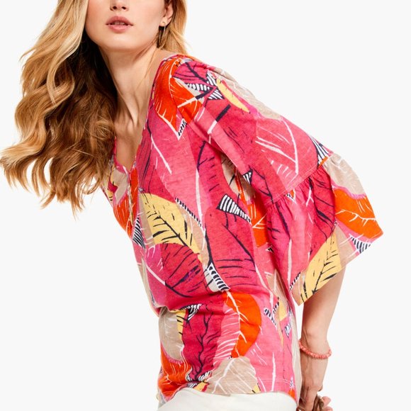 Nic and Zoe Linen/Modal Feather Leaves Top XS - Picture 5 of 8